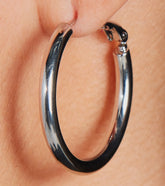 Sleek 14K White Gold Plated Small Hoop Earrings